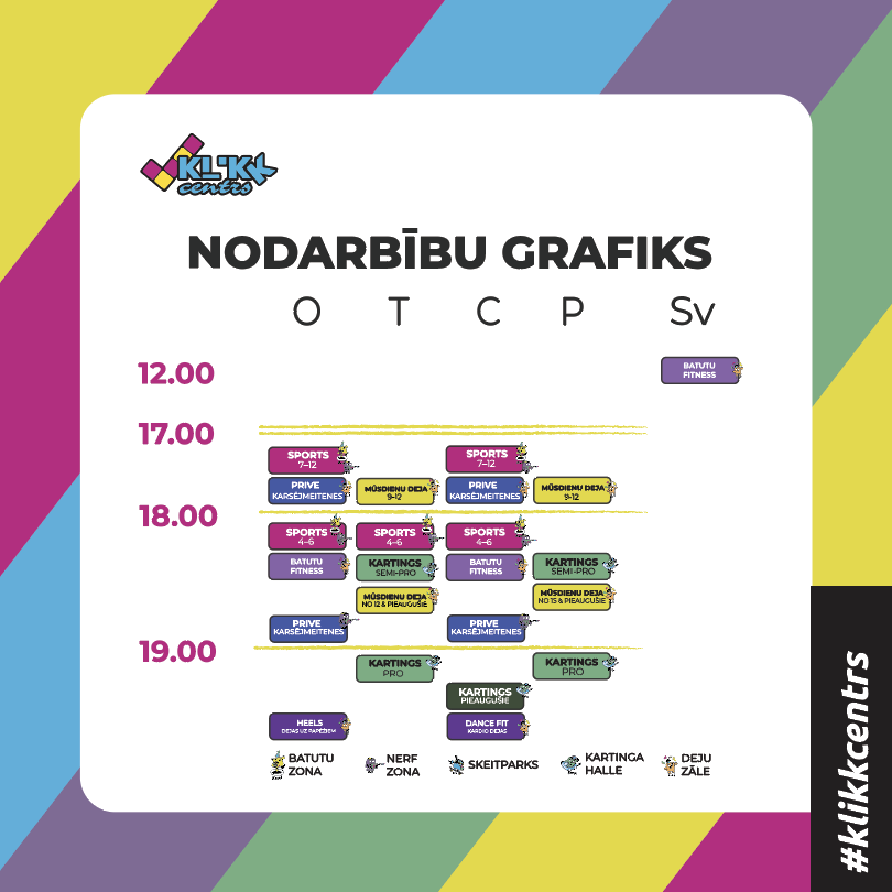 Sporta, kartinga un mūsdienu deju nodarbības gan bērniem, gan pieaugušajiem KLIKK centrā 25/26