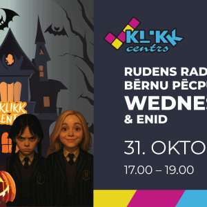 Rudens radošā bērnu pēcpusdiena ar Wednesday un Enid KLIKK centrā, 31.oktobrī